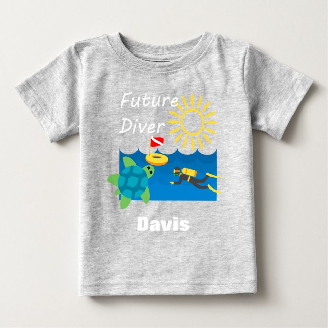 Camiseta Para Bebê Future Diver Design - Baby Fine Jersey T Shirt (Frente)