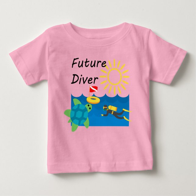 Camiseta Para Bebê Future Diver Design - Baby Fine Jersey T Shirt (Frente)
