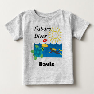 Camiseta Para Bebê Future Diver Design - Baby Fine Jersey T Shirt