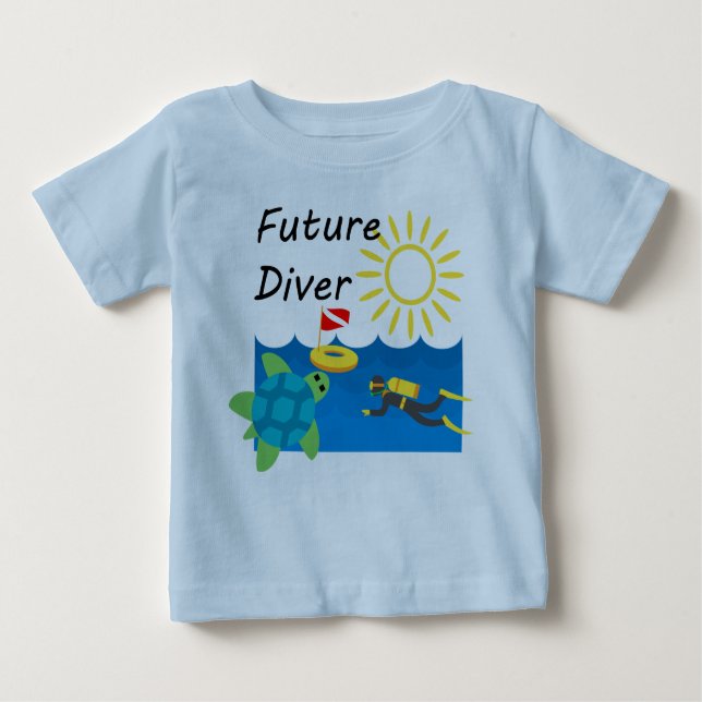 Camiseta Para Bebê Future Diver Design - Baby Fine Jersey T Shirt (Frente)