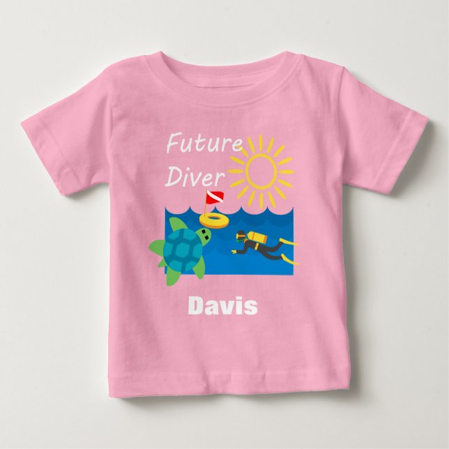 Camiseta Para Bebê Future Diver Design - Baby Fine Jersey T Shirt (Frente)