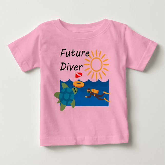 Camiseta Para Bebê Future Diver Design - Baby Fine Jersey T Shirt (Frente)