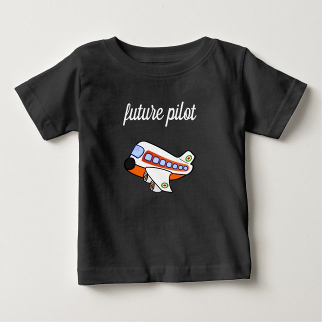 Camiseta Para Bebê Futuro avião-piloto de desenho (Frente)