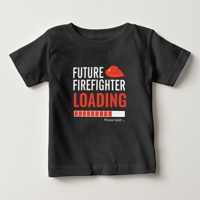 Camiseta Para Bebê Futuro Bombeiro Carregando Engraçado Personalizado (Frente)