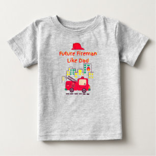 Camiseta Para Bebê Futuro Bombeiro Como Pai Desenhado à Mão