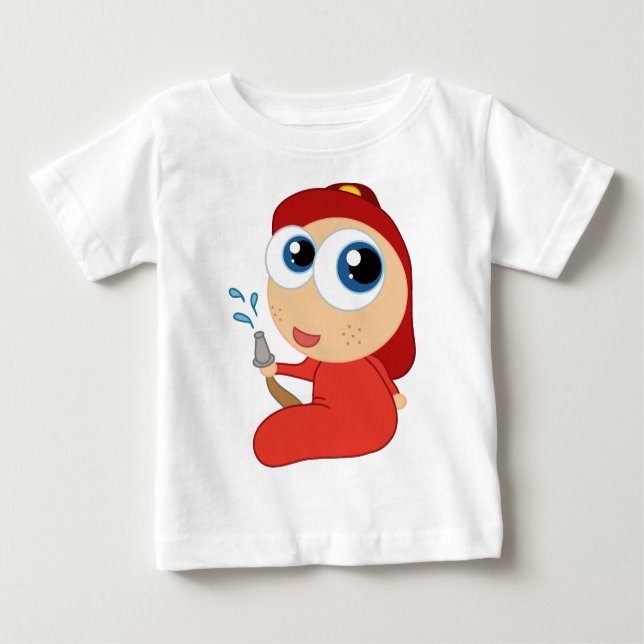 Camiseta Para Bebê Futuro Bombeiro Criança e Toddler Roupa (Frente)