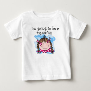 Camiseta Para Bebê Futuro Cabelo Marrom Irmã Grande