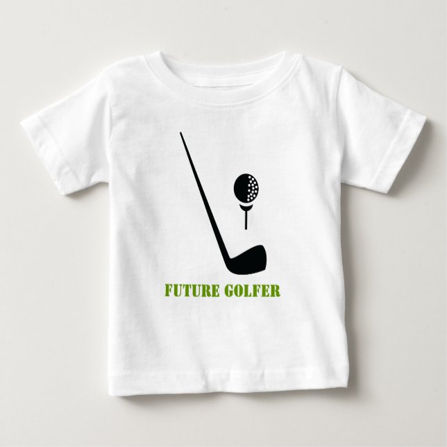 Camiseta Para Bebê Futuro clube de golfe e bola preto, verde personal (Frente)