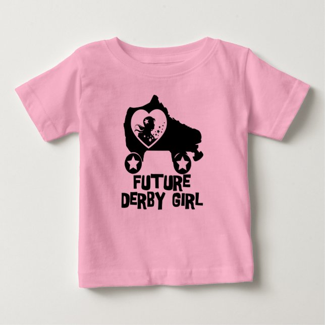 Camiseta Para Bebê Futuro Derby Girl, Roller Skling design para Crian (Frente)