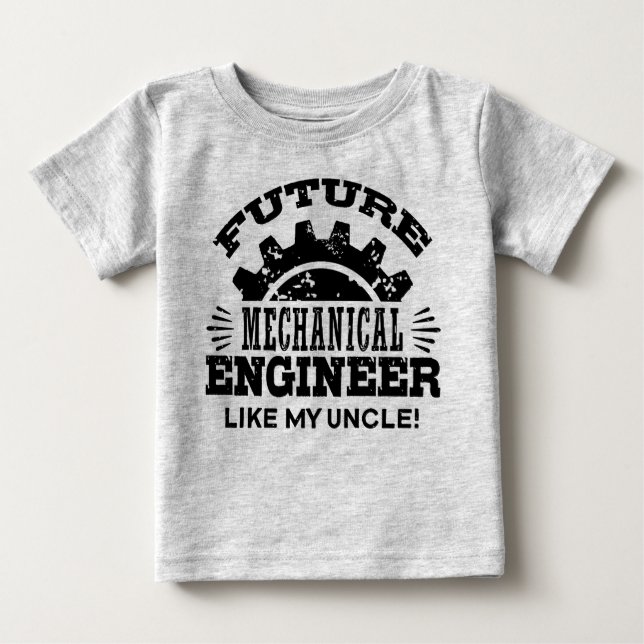 Camiseta Para Bebê Futuro Engenheiro Mecânico Como Meu Tio (Frente)