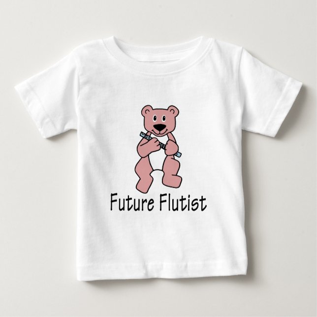 Camiseta Para Bebê Futuro Flutista/ Urso (Frente)