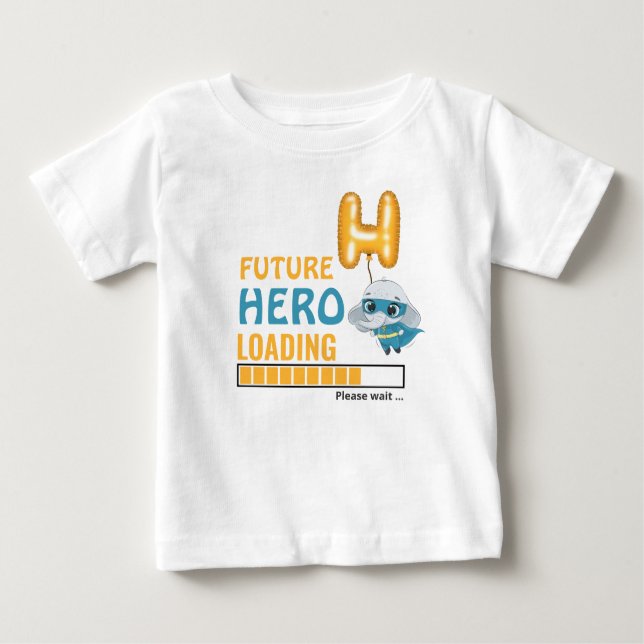Camiseta Para Bebê Futuro Herói Carregando Presentes de Aniversário E (Frente)
