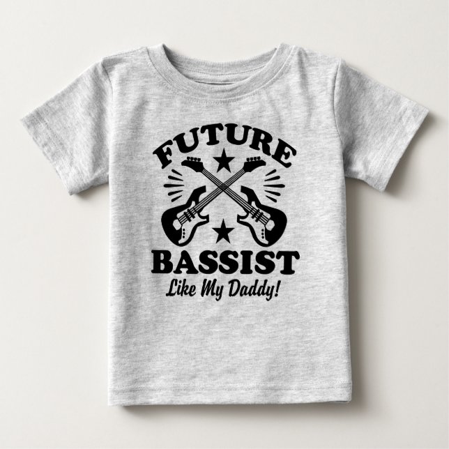 Camiseta Para Bebê Futuro Jogador De Bass Como Meu Pai (Frente)