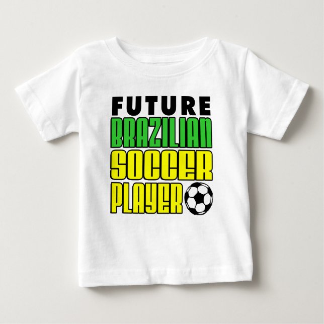 Camiseta Para Bebê Futuro Jogador de Futebol Brasileiro (Frente)