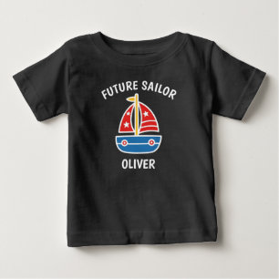 Camiseta Para Bebê Futuro Marinheiro Bonito Barco Náutico