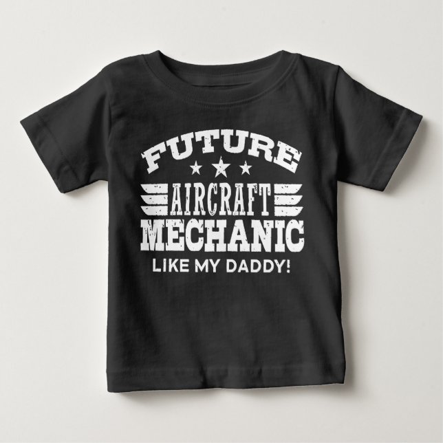 Camiseta Para Bebê Futuro Mecânico Da Aeronave Como Meu Pai (Frente)