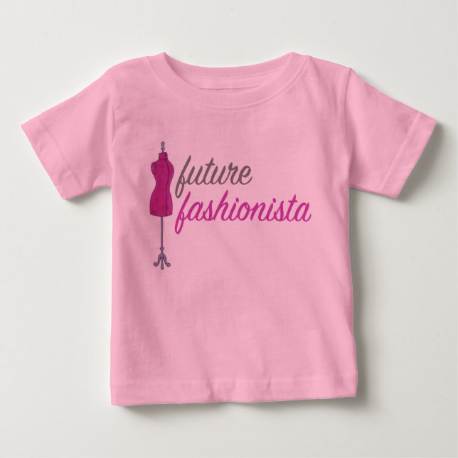Camiseta Para Bebê Futuro Mosto de Mannequin, Rosa Fashionista Fashio (Frente)