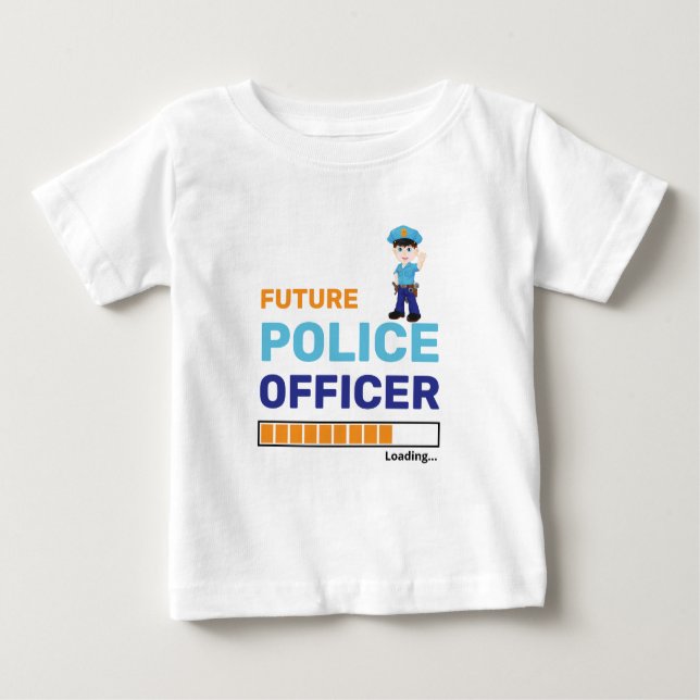 Camiseta Para Bebê Futuro Policial Carregando Moderno Personalizado (Frente)