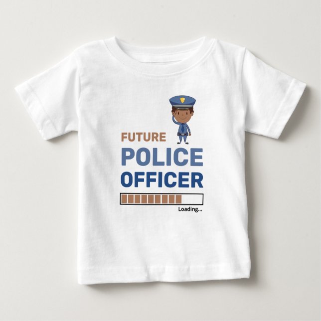 Camiseta Para Bebê Futuro Policial Carregando Na moda Personalizado (Frente)