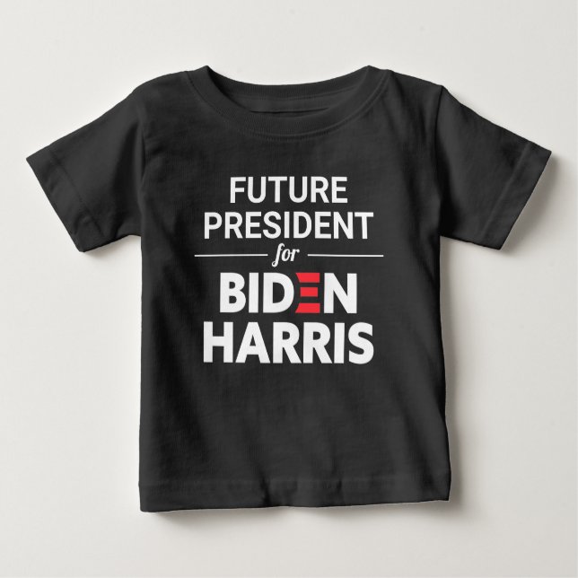 Camiseta Para Bebê Futuro Presidente para Biden Harris Texto Personal (Frente)