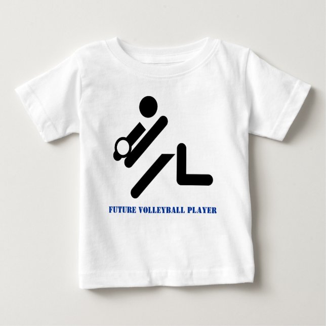 Camiseta Para Bebê Futuro voleibol preto, azul personalizado (Frente)