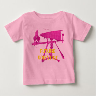 CAMISETA PARA BEBÊ FUTUROS CIENTISTAS DO SÉCULO XVIII MICROSCÓPIO