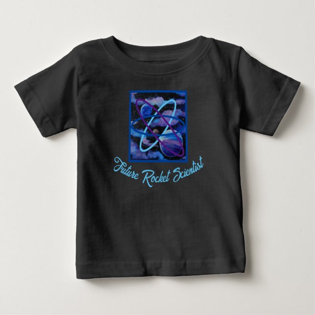 Camiseta Para Bebê Futuros Planetas de Arte Espacial do Cientista Roc (Frente)