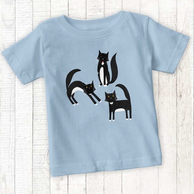CAMISETA PARA BEBÊ G (Black and white tuxedo cat t-shirt)