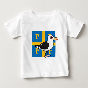 Camiseta Para Bebê Gaivota de Rauma, Finlândia, com apoio preto excel