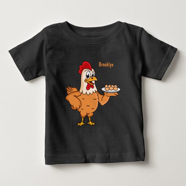 Camiseta Para Bebê Galinha com ovos na caricatura da placa (Frente)