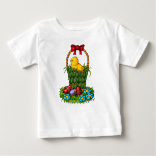 Camiseta Para Bebê Galinha de Páscoa