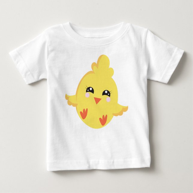 Camiseta Para Bebê Galinha Fresca, Galinha Bebê, Galinha Pequena, Pin (Frente)