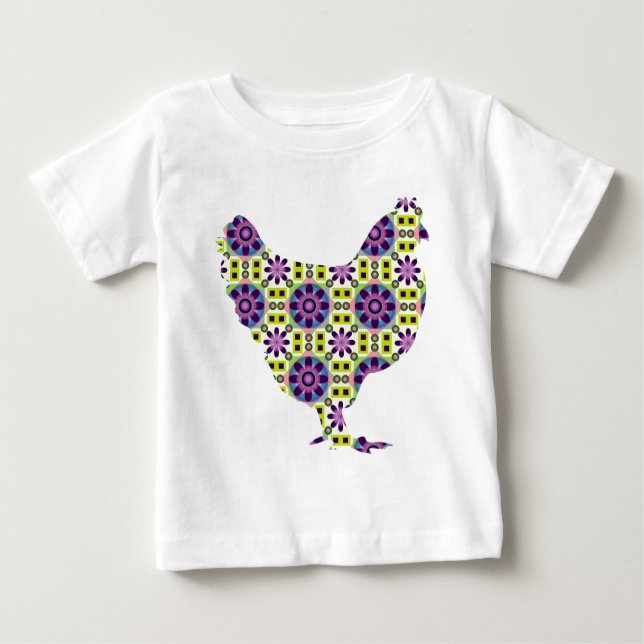 Camiseta Para Bebê Galinha moderna brilhante (Frente)