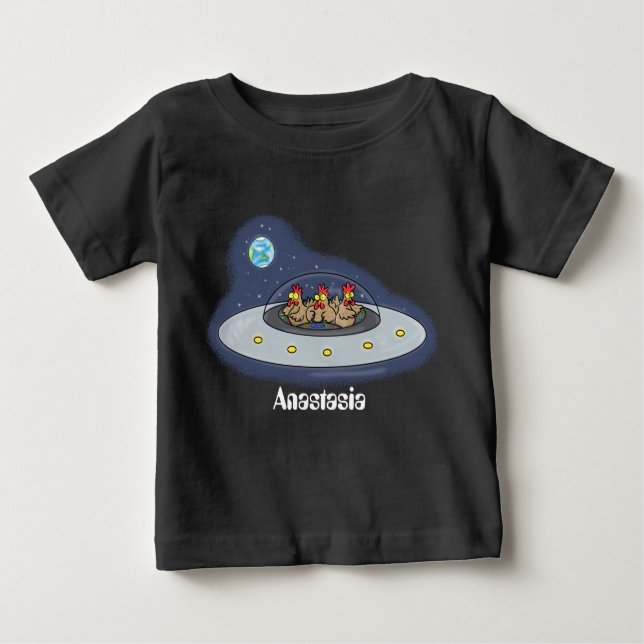 Camiseta Para Bebê Galinhas engraçadas na ilustração de desenhos anim (Frente)