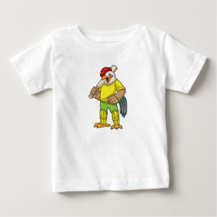 Camiseta Para Bebê Galo como Batsman e morcego de críquete
