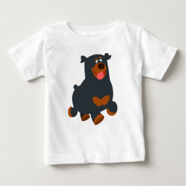 Camiseta Para Bebê Gamboling Cartoon Rottweiler Baby T-Shirt
