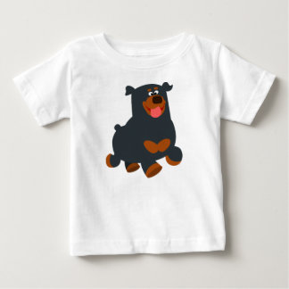 Camiseta Para Bebê Gamboling Cartoon Rottweiler Baby T-Shirt
