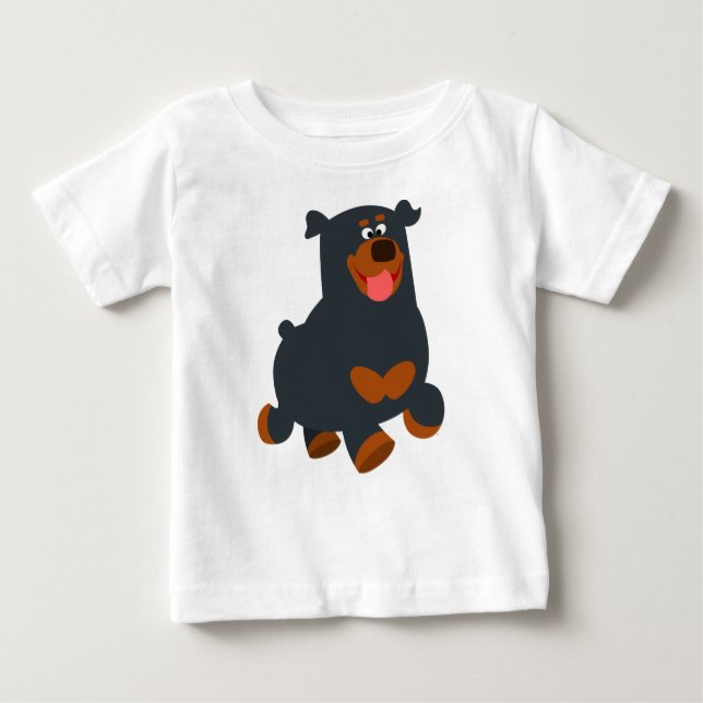 Camiseta Para Bebê Gamboling Cartoon Rottweiler Baby T-Shirt (Frente)