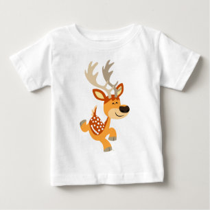 Camiseta Para Bebê Gamboling de Cartoon Fallow Deer Baby T-Shirt