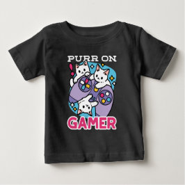 Camiseta Para Bebê Gamer Design - Purr On Gamer Joystick Art