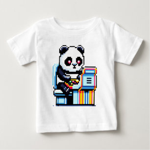 Camiseta Para Bebê Gamer Panda - Design da Arcade de Pixel