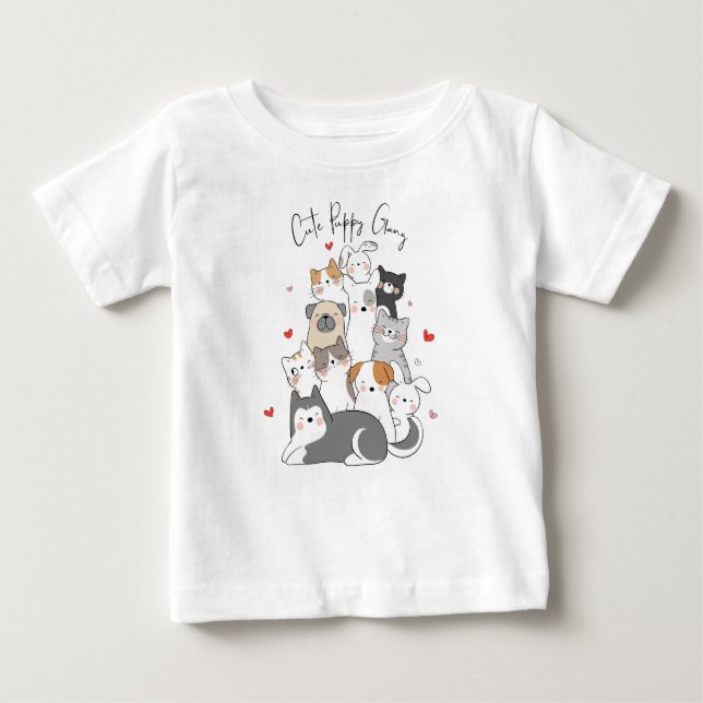 Camiseta Para Bebê Gangue de Cachorro (Frente)