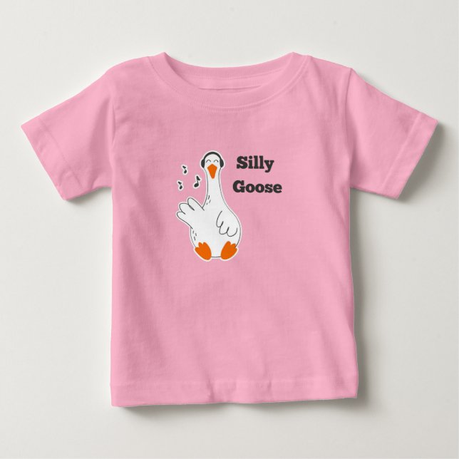 Camiseta Para Bebê Ganso bobo, Ganso Engraçado, Bebê Ganso (Frente)