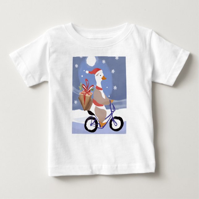Camiseta Para Bebê Ganso de natal feliz (Frente)