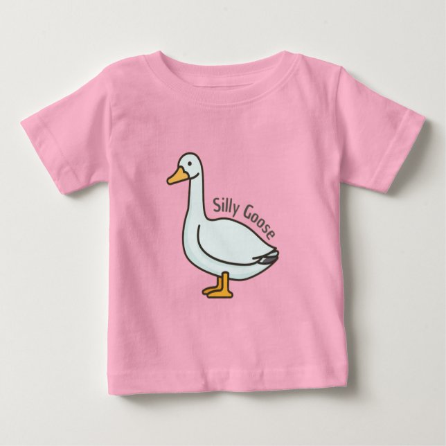 Camiseta Para Bebê Ganso Engraçado, Pão De Ganso, Ganso Bobo (Frente)