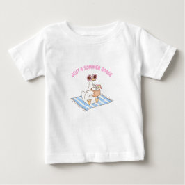 Camiseta Para Bebê Ganso Fofo de Verão na Praia Cartoon