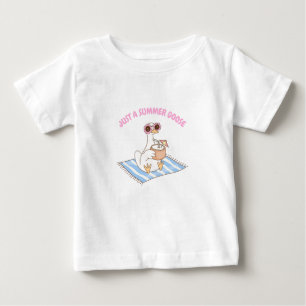Camiseta Para Bebê Ganso Fofo de Verão na Praia Cartoon