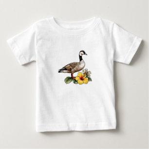 Camiseta Para Bebê Ganso Havaiano com Flor de Hibisco Amarelo
