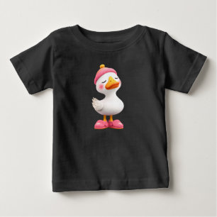 Camiseta Para Bebê Ganso Kawaii Com Gorro de Dormir – Pato Fofo para