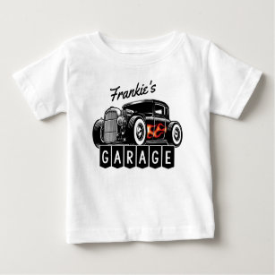 Camiseta Para Bebê Garagem de Hot Rod de Chamadas de Corrente de NOME
